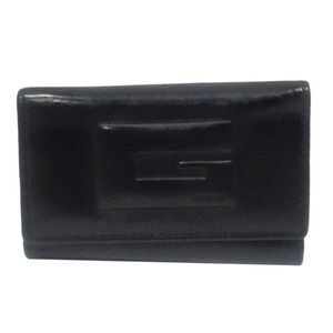 Gucci Tom Ford era black leather G logo key case